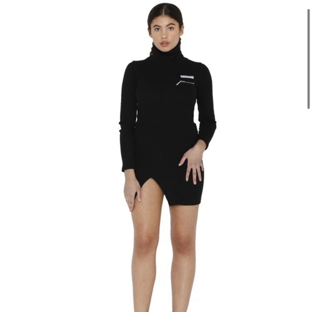 My mum made it black turtleneck knit dress